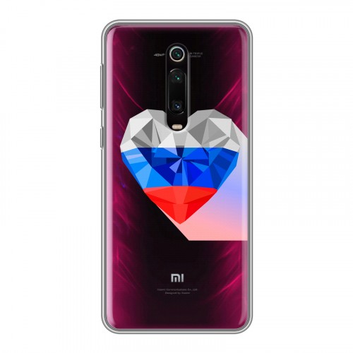 Полупрозрачный дизайнерский силиконовый чехол для Xiaomi RedMi K20 Российский флаг