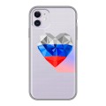 Полупрозрачный дизайнерский пластиковый чехол для Iphone 11 Российский флаг