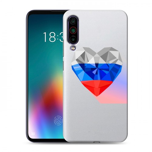 Полупрозрачный дизайнерский силиконовый чехол для Meizu 16T Российский флаг