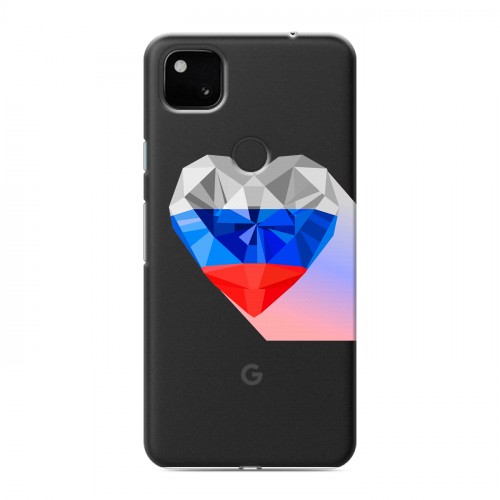 Полупрозрачный дизайнерский пластиковый чехол для Google Pixel 4a Российский флаг