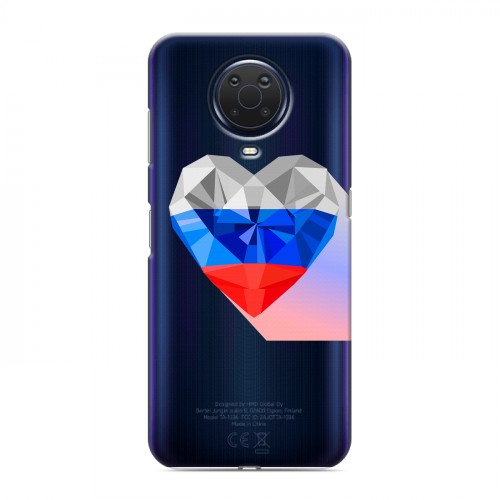 Полупрозрачный дизайнерский пластиковый чехол для Nokia G20 Российский флаг