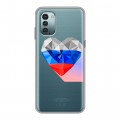 Полупрозрачный дизайнерский пластиковый чехол для Nokia G11 Российский флаг