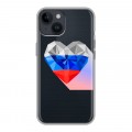 Полупрозрачный дизайнерский пластиковый чехол для Iphone 14 Российский флаг