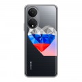 Полупрозрачный дизайнерский силиконовый с усиленными углами чехол для Huawei Honor X7 Российский флаг