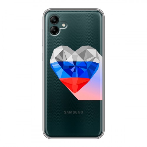 Полупрозрачный дизайнерский пластиковый чехол для Samsung Galaxy A04 Российский флаг