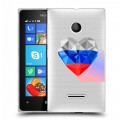 Полупрозрачный дизайнерский пластиковый чехол для Microsoft Lumia 435 Российский флаг