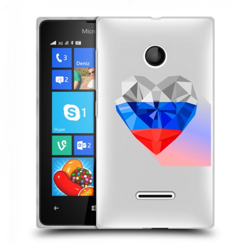 Полупрозрачный дизайнерский пластиковый чехол для Microsoft Lumia 435 Российский флаг