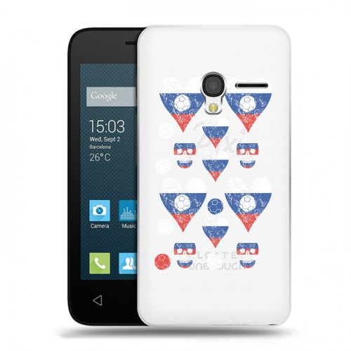 Полупрозрачный дизайнерский пластиковый чехол для Alcatel One Touch Pixi 3 (4.5) Российский флаг