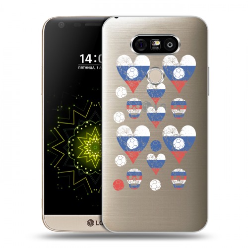 Полупрозрачный дизайнерский пластиковый чехол для LG G5 Российский флаг