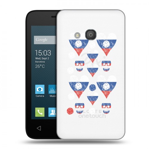 Полупрозрачный дизайнерский силиконовый чехол для Alcatel One Touch Pixi 4 (4) Российский флаг