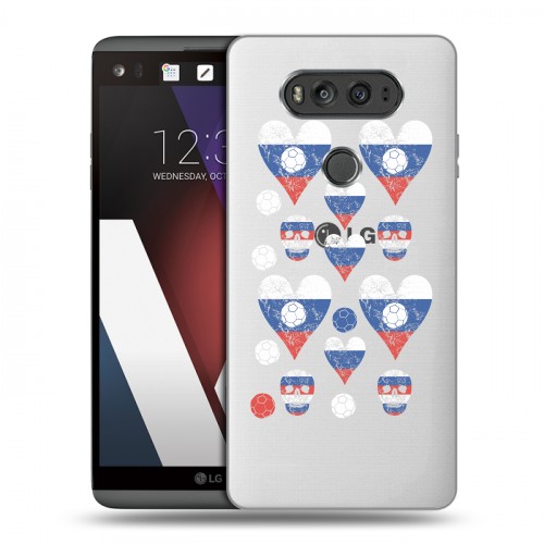 Полупрозрачный дизайнерский пластиковый чехол для LG V20 Российский флаг