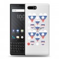 Полупрозрачный дизайнерский пластиковый чехол для BlackBerry KEY2 Российский флаг