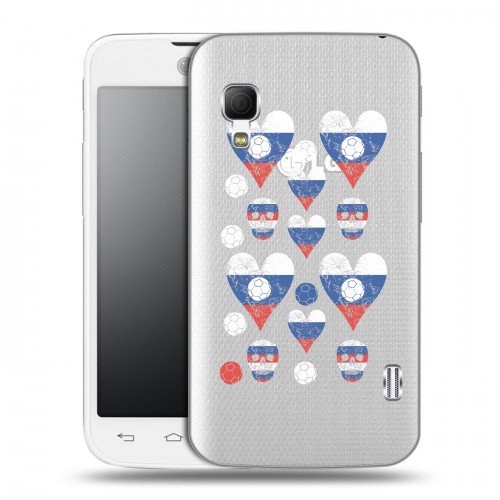 Полупрозрачный дизайнерский пластиковый чехол для LG Optimus L5 2 II Российский флаг