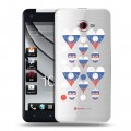 Полупрозрачный дизайнерский пластиковый чехол для HTC Butterfly S Российский флаг