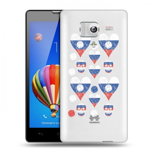 Полупрозрачный дизайнерский силиконовый чехол для Huawei Honor 3 Российский флаг