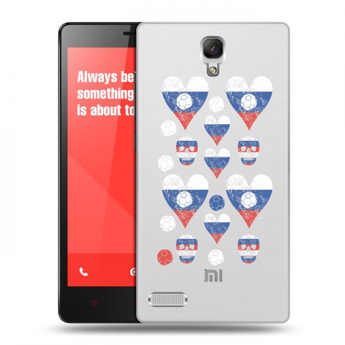 Полупрозрачный дизайнерский пластиковый чехол для Xiaomi RedMi Note Российский флаг