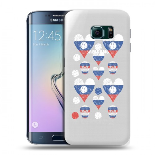Полупрозрачный дизайнерский пластиковый чехол для Samsung Galaxy S6 Edge Российский флаг