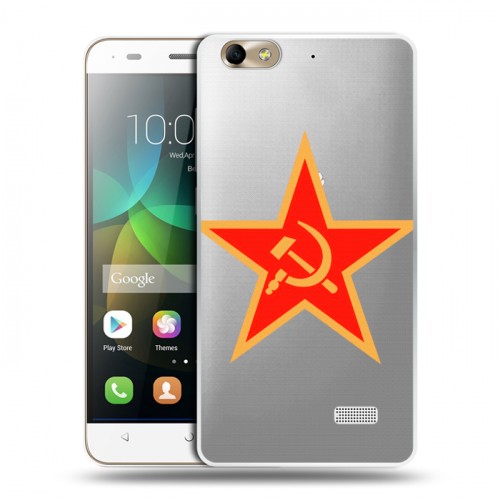 Полупрозрачный дизайнерский пластиковый чехол для Huawei Honor 4C Флаг СССР