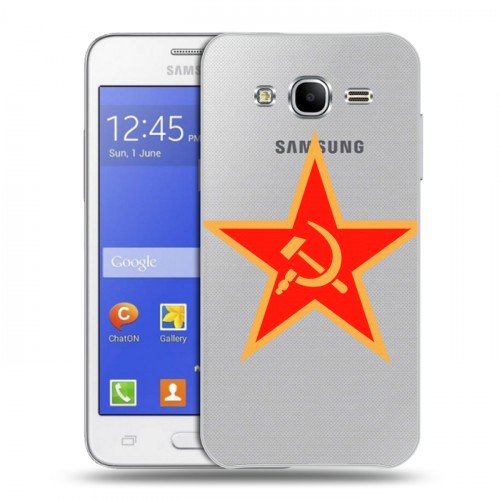 Полупрозрачный дизайнерский силиконовый чехол для Samsung Galaxy J7 Флаг СССР