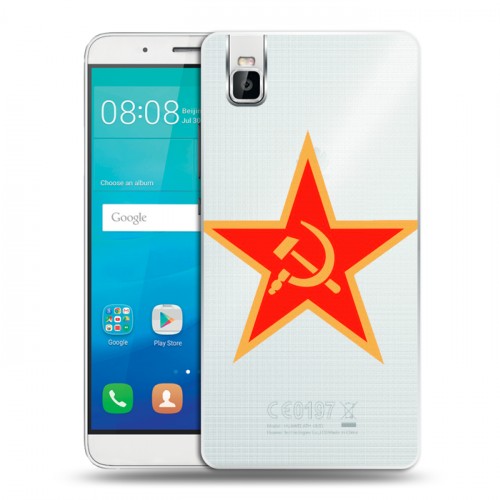 Полупрозрачный дизайнерский пластиковый чехол для Huawei ShotX Флаг СССР