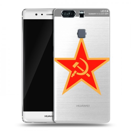 Полупрозрачный дизайнерский пластиковый чехол для Huawei P9 Plus Флаг СССР