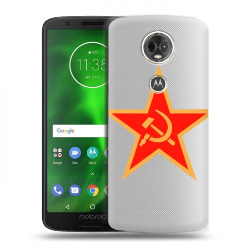 Полупрозрачный дизайнерский пластиковый чехол для Motorola Moto E5 Plus Флаг СССР