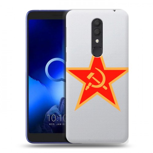 Полупрозрачный дизайнерский пластиковый чехол для Alcatel 1X (2019) Флаг СССР