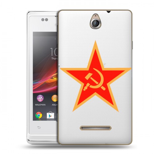 Полупрозрачный дизайнерский силиконовый чехол для Sony Xperia E Флаг СССР
