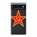 Полупрозрачный дизайнерский силиконовый с усиленными углами чехол для Google Pixel 6 Флаг СССР