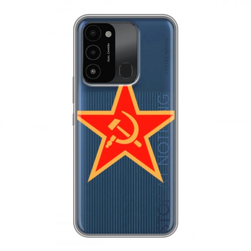 Полупрозрачный дизайнерский силиконовый с усиленными углами чехол для Tecno Spark Go 2022 Флаг СССР