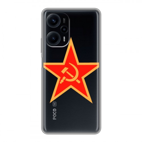 Полупрозрачный дизайнерский силиконовый чехол для XIaomi Poco F5 Флаг СССР