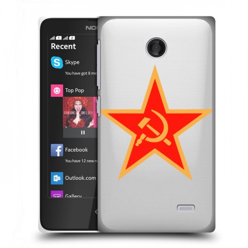 Полупрозрачный дизайнерский пластиковый чехол для Nokia X Флаг СССР