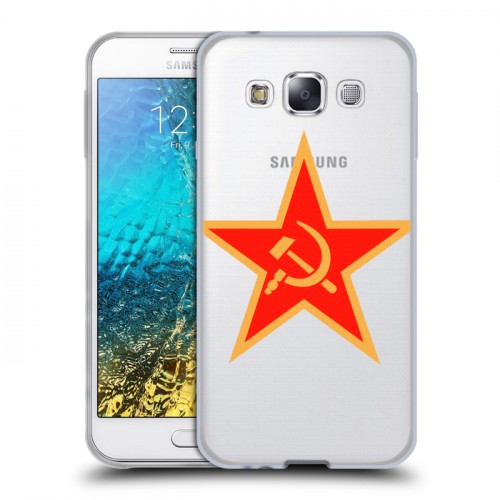 Полупрозрачный дизайнерский пластиковый чехол для Samsung Galaxy E5 Флаг СССР