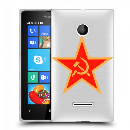 Полупрозрачный дизайнерский пластиковый чехол для Microsoft Lumia 435 Флаг СССР