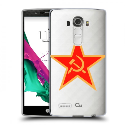 Полупрозрачный дизайнерский пластиковый чехол для LG G4 Флаг СССР