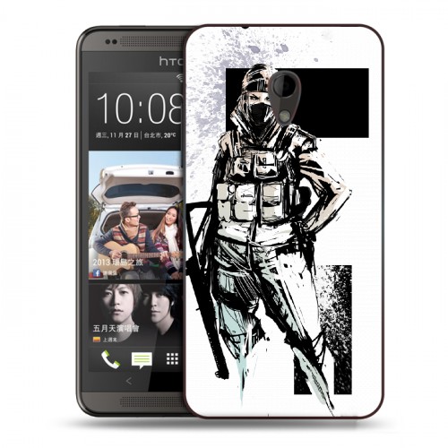 Дизайнерский пластиковый чехол для HTC Desire 700 Rainbow Six Siege