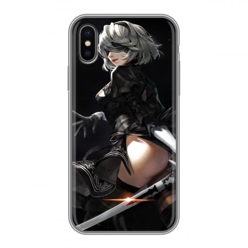 Дизайнерский силиконовый чехол для Iphone x10 NieR:Automata