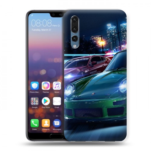 Дизайнерский силиконовый с усиленными углами чехол для Huawei P20 Pro Need For Speed