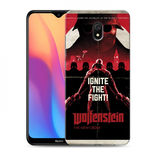 Дизайнерский силиконовый с усиленными углами чехол для Xiaomi RedMi 8A Wolfenstein