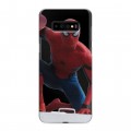 Полупрозрачный дизайнерский пластиковый чехол для Samsung Galaxy S10 Plus Человек-паук