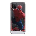 Полупрозрачный дизайнерский силиконовый чехол для Samsung Galaxy A12 Человек-паук
