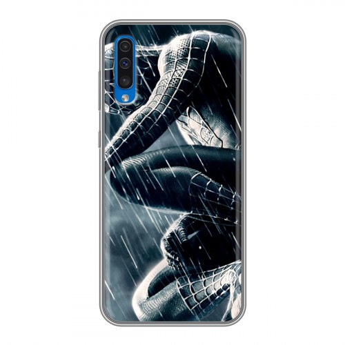 Дизайнерский силиконовый с усиленными углами чехол для Samsung Galaxy A50 Человек-паук