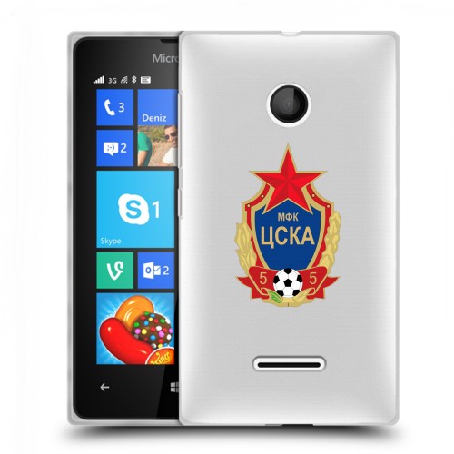 Полупрозрачный дизайнерский пластиковый чехол для Microsoft Lumia 435 ЦСКА