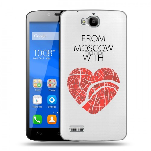 Полупрозрачный дизайнерский пластиковый чехол для Huawei Honor 3C Lite Москва