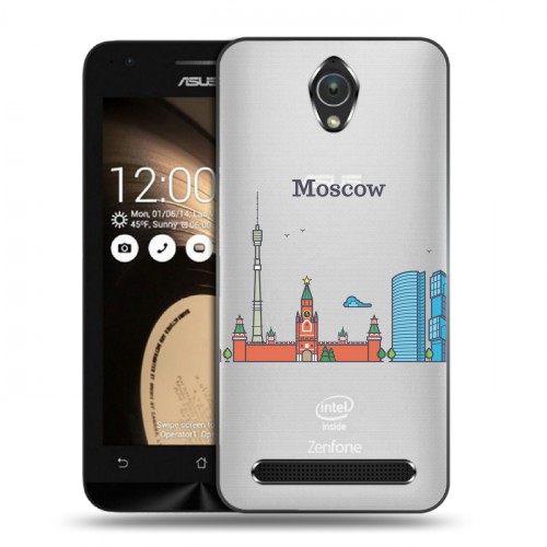 Полупрозрачный дизайнерский пластиковый чехол для ASUS Zenfone Go Москва