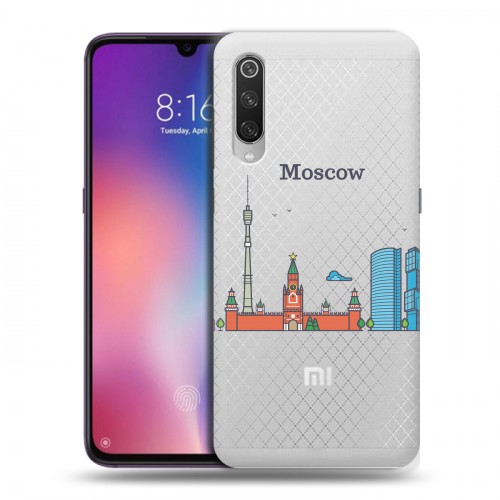 Полупрозрачный дизайнерский силиконовый с усиленными углами чехол для Xiaomi Mi9 Москва