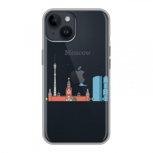 Полупрозрачный дизайнерский пластиковый чехол для Iphone 14 Москва