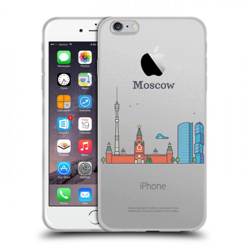 Полупрозрачный дизайнерский силиконовый чехол для Iphone 6 Plus/6s Plus Москва