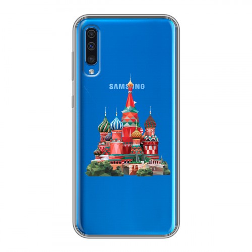 Полупрозрачный дизайнерский пластиковый чехол для Samsung Galaxy A50 Москва