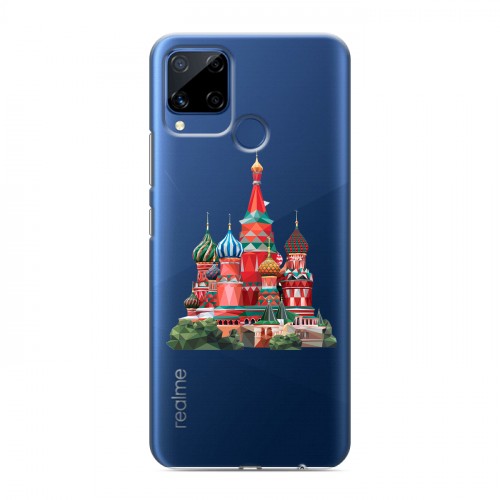 Полупрозрачный дизайнерский силиконовый с усиленными углами чехол для Realme C15 Москва
